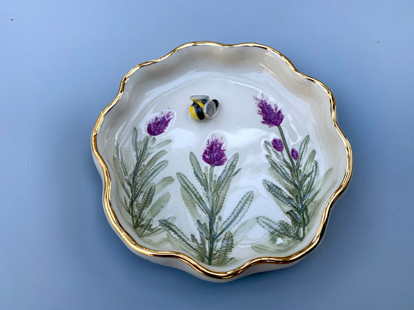 Bumble Bee with Lavender jewelry dish