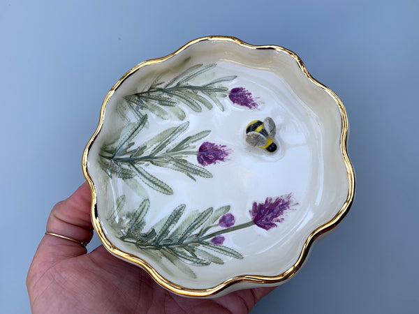 Bumble Bee with Lavender jewelry dish