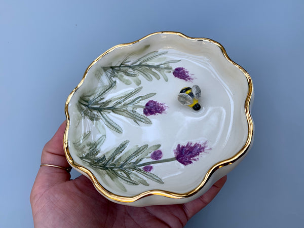 Bumble Bee with Lavender jewelry dish