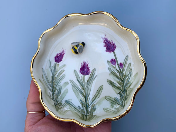 Bumble Bee with Lavender jewelry dish