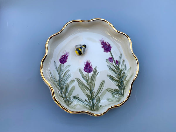 Bumble Bee with Lavender jewelry dish